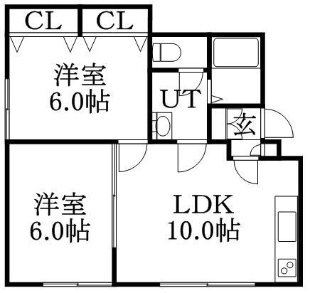 グリーンハイツ(2LDK/1階)の間取り写真