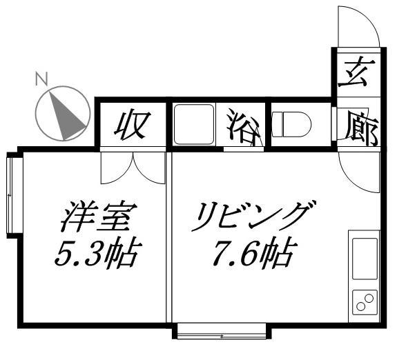 森住販美園マンション(1DK/3階)の間取り写真
