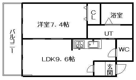 ラフィーコート(1LDK/4階)の間取り写真