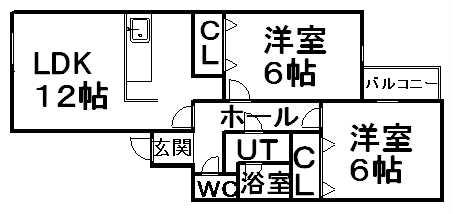 サントアリオデ本通南(2LDK/2階)の間取り写真