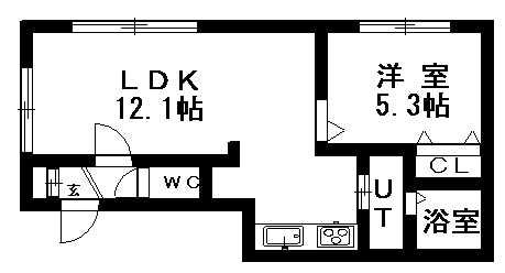 グランメール南郷S-3(1LDK/3階)の間取り写真