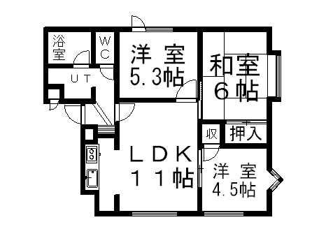 STハイツ北郷(3LDK/1階)の間取り写真
