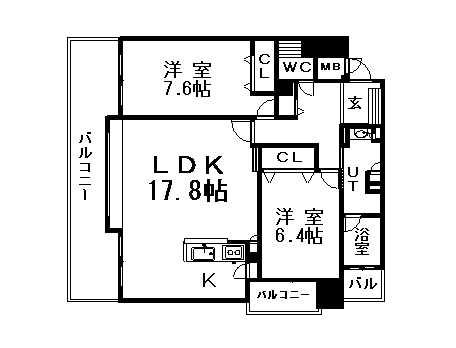 ツインタワー弐番館(2LDK/4階)の間取り写真