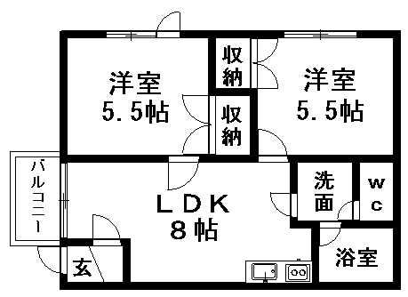 ノースCHEVY(2SLDK/2階)の間取り写真