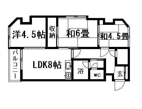 第1山本ハイツ(3DK/7階)の間取り写真