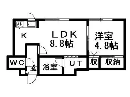 フラワー豊平(1DK/3階)の間取り写真