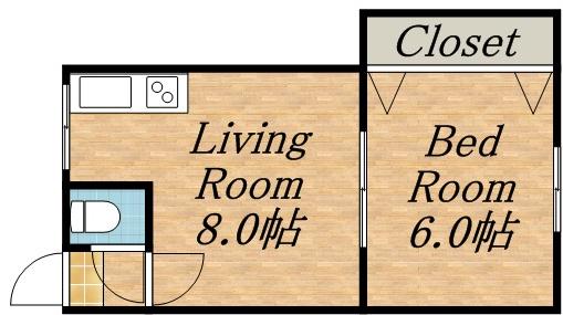 豊荘(1LDK/2階)の間取り写真