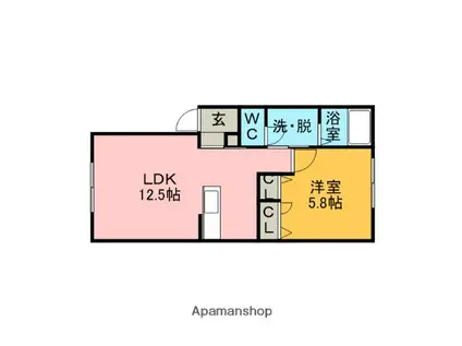 グランラヴィーヌ栄町(1LDK/2階)の間取り写真