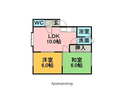 みさきアパートA(2LDK/1階)の間取り写真