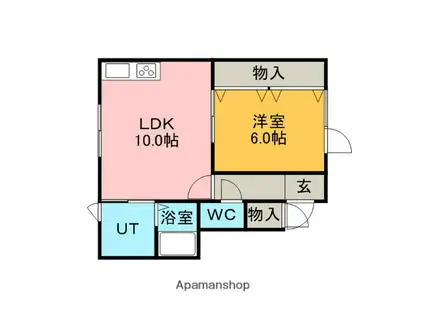 ハイツ夕陽ヶ丘(1LDK/2階)の間取り写真