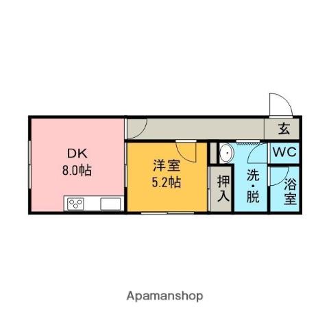 ドリームライク新生(1DK/1階)の間取り写真