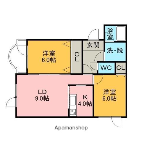 グランアベニューⅠ(2LDK/3階)の間取り写真