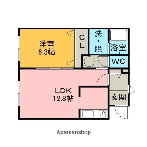 東町コーポラス(1LDK/5階)の間取り写真