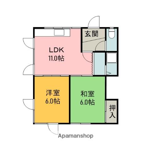 山田ハイツ(2LDK/2階)の間取り写真