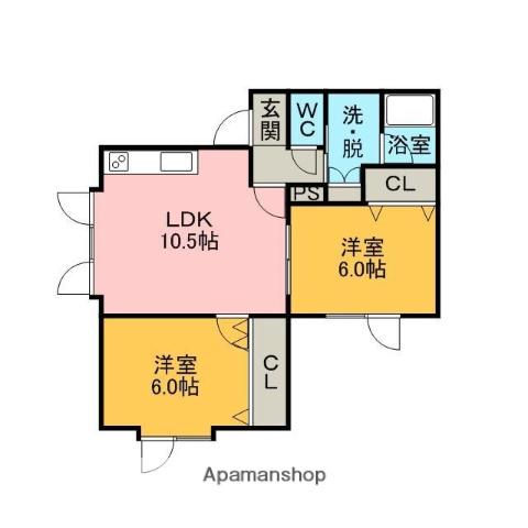 ベルシーヌ美園(2LDK/2階)の間取り写真