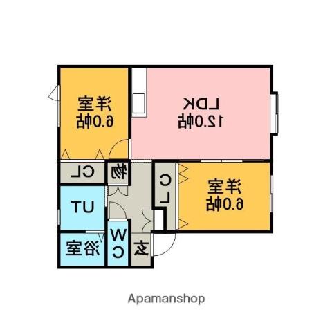 KOBAハイツⅠ(2LDK/2階)の間取り写真