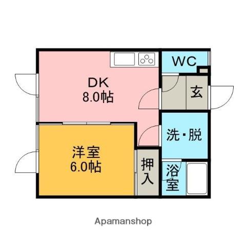 ハイツK&Y(1DK/1階)の間取り写真