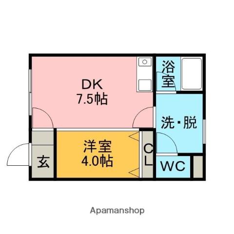 メゾンシエナⅡ(1DK/1階)の間取り写真