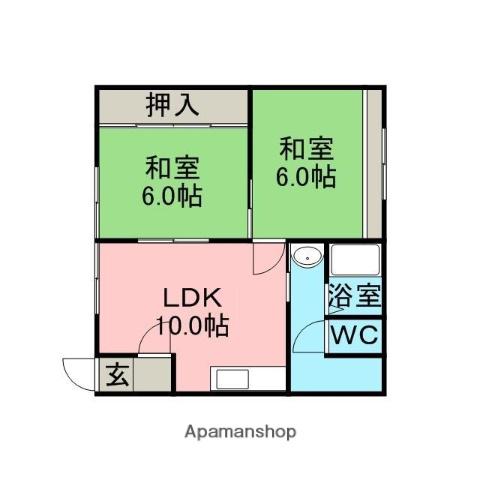 井立アパート(2LDK/1階)の間取り写真