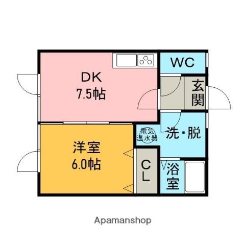 ハイツK&YⅡ(1DK/1階)の間取り写真