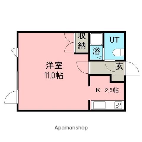 テトラビル(1K/2階)の間取り写真