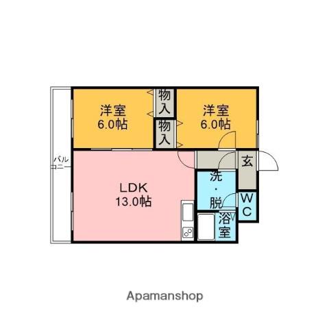 エルクレスト(2LDK/1階)の間取り写真