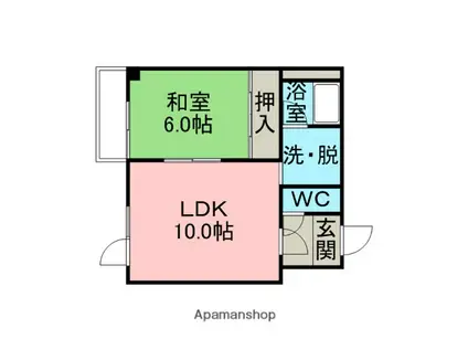 コーポ北栄(1LDK/3階)の間取り写真