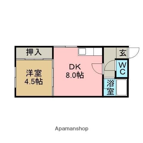 コーポ大友Ⅰ(1DK/2階)の間取り写真