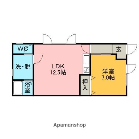 ドエル築地(1LDK/1階)の間取り写真