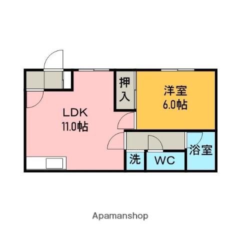 パールシティ(1LDK/2階)の間取り写真
