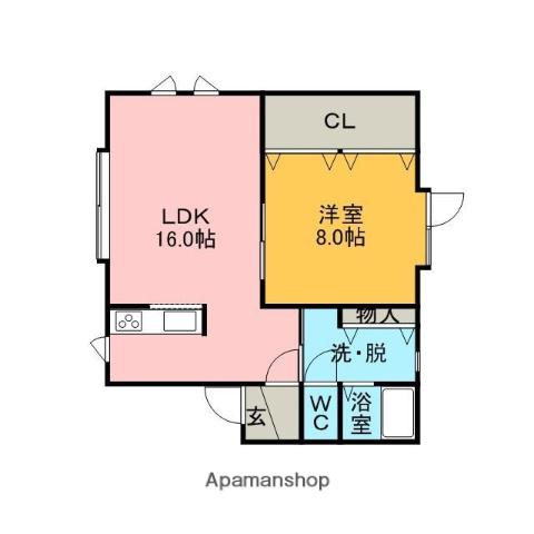 ベルシーヌ港南(1LDK/2階)の間取り写真