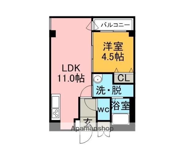 シルク21室蘭(1LDK/6階)の間取り写真