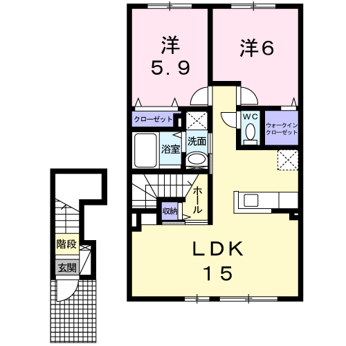 COLLINE雅(2LDK/2階)の間取り写真