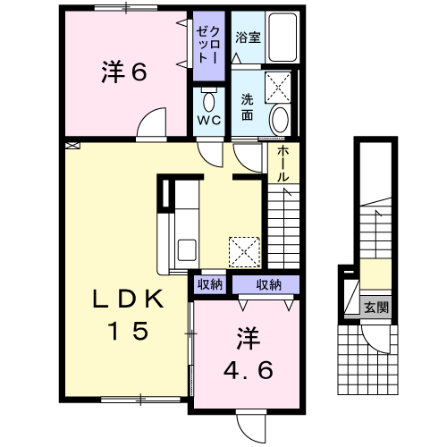 ジェルメ雅(2LDK/2階)の間取り写真