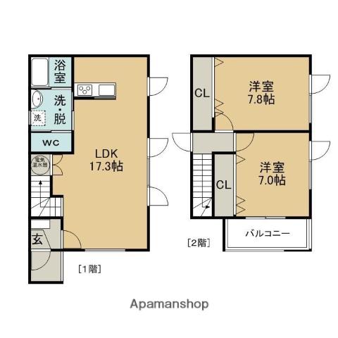 ベルシーヌみどり4(2LDK/1階)の間取り写真