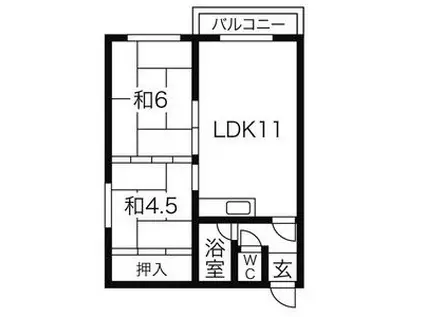 眞島アパート(2LDK/2階)の間取り写真
