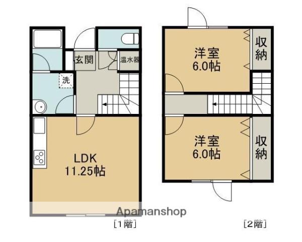 ジュネスA(2LDK/1階)の間取り写真