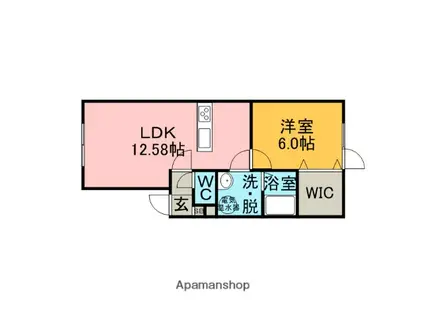 ラフィーネ知利別2(1LDK/2階)の間取り写真