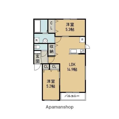 ラ・ショコラドルチェ(2LDK/2階)の間取り写真