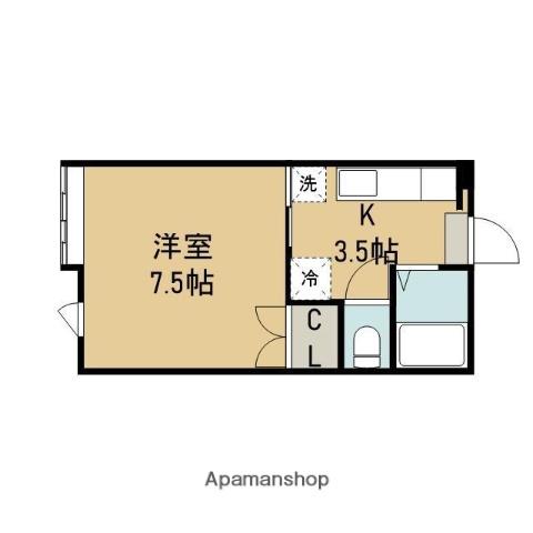 ココロハイツ(1K/1階)の間取り写真