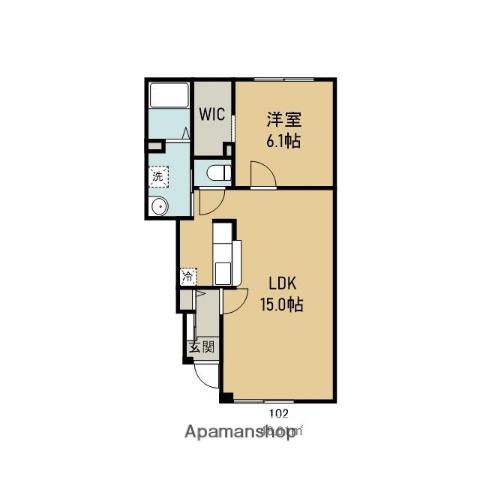 ラグドール(1LDK/1階)の間取り写真