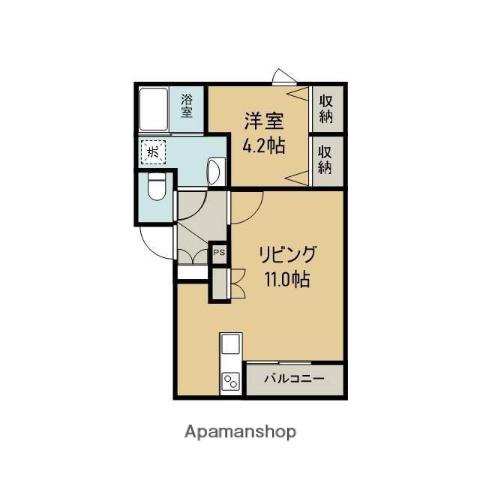 シャルム東町・3番館(1LDK/3階)の間取り写真