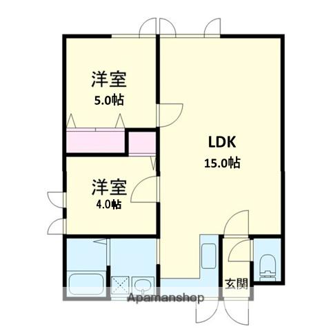 境アパート(2LDK/1階)の間取り写真