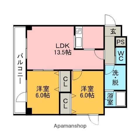 LIFE COMFORT(2LDK/2階)の間取り写真