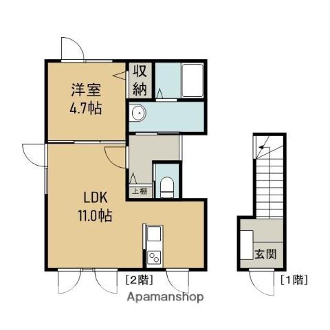 SPERANZAⅠⅡ(1LDK/2階)の間取り写真