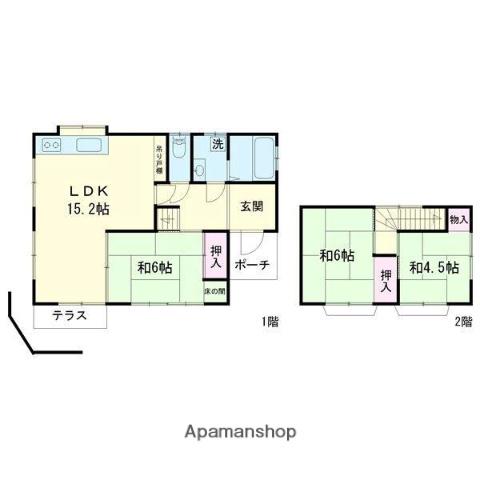 室蘭本線 室蘭駅 徒歩61分 2階建 築51年(3LDK)の間取り写真