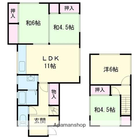 室蘭本線 鷲別駅 徒歩10分 2階建 築50年(4LDK)の間取り写真