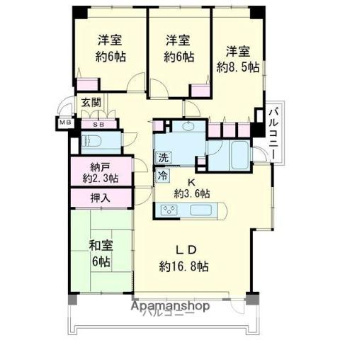 L・フォレスト知利別・ファーストコート(4SLDK/5階)の間取り写真