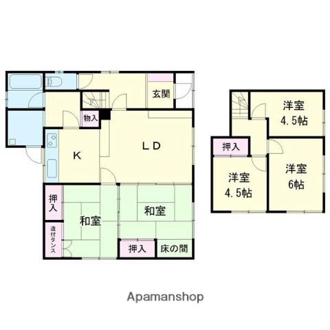 室蘭本線 幌別駅 徒歩15分 2階建 築53年(5LDK)の間取り写真