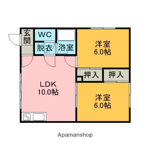 コーポ東園7(2LDK/1階)の間取り写真